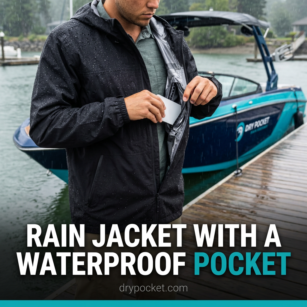 Rain Jacket With a Waterproof Pocket