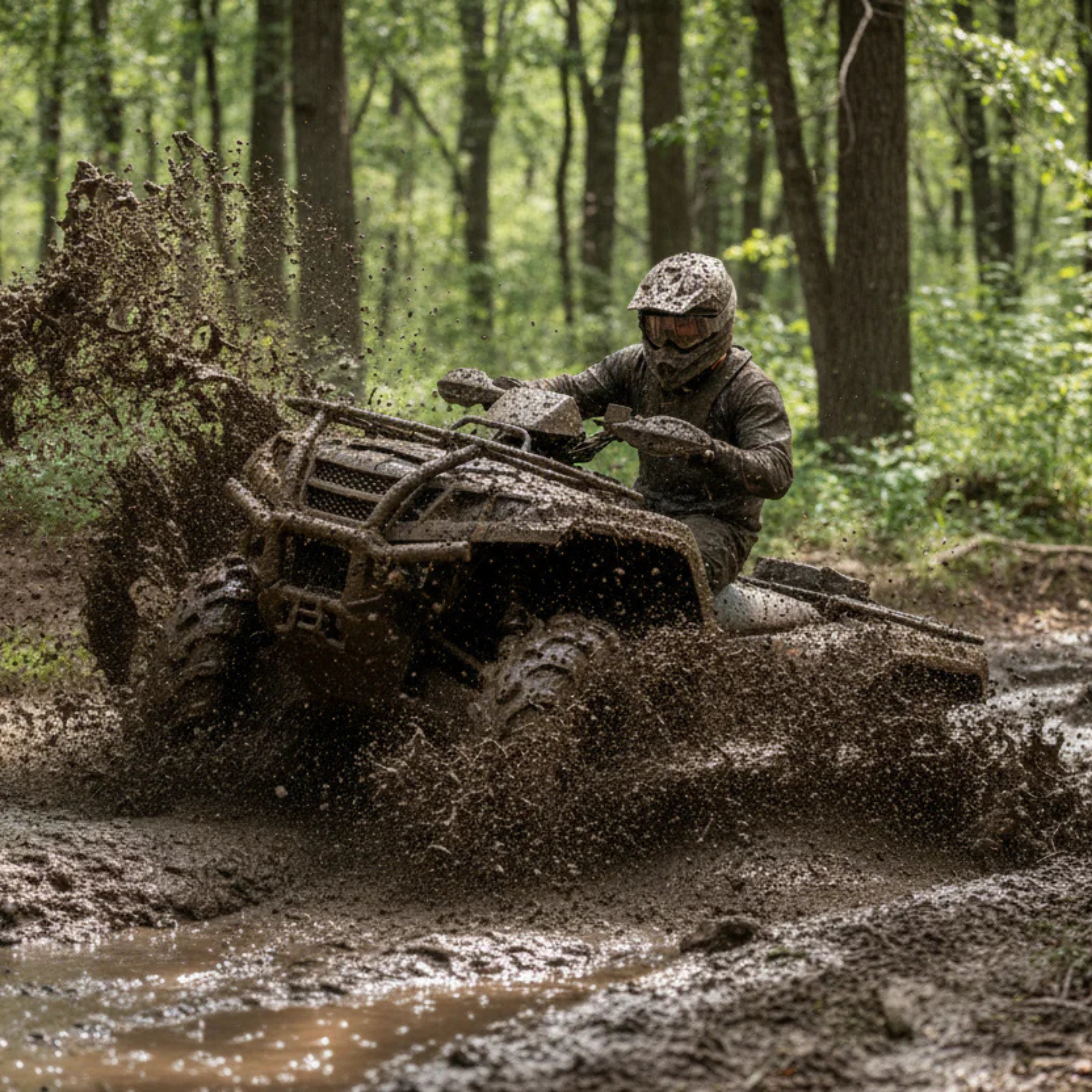 Mud bogging on an ATV with Dry Pocket waterproof pocket apparel