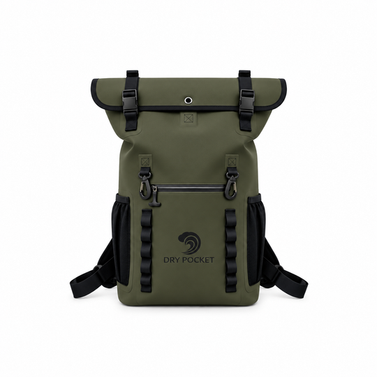 Dry Pocket auto-sealing, waterproof, scent proof, and floating olive night backpack dry bag for hunting and fishing 