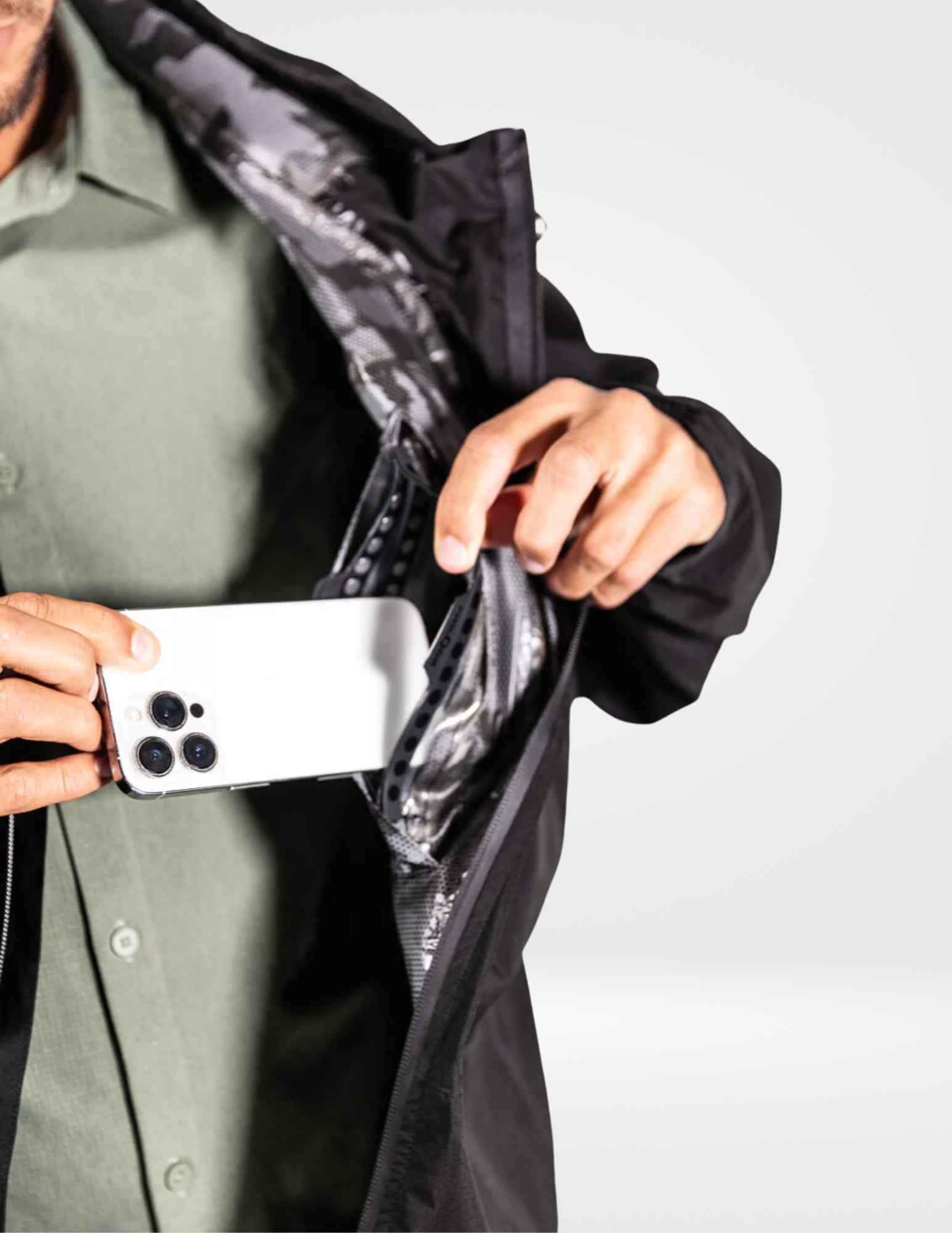 Waterproof Rain Jacket with Pockets Dry Pocket