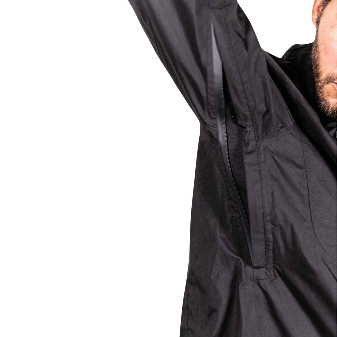 Dry Pocket black waterproof light weight rain jacket with waterproof pockets 