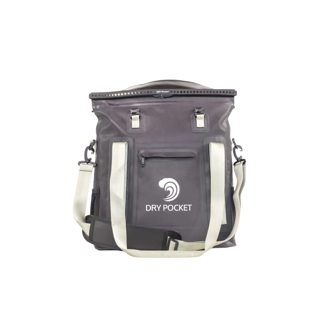 Dry Pocket black magnetic auto-sealing, waterproof, scent proof, and floating 16 can tote cooler that can also act as a dry bag. 