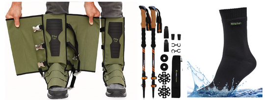 Pike Trail "Ranger" Bundle: Snake Gaiters - Waterproof Socks - Trekking Poles