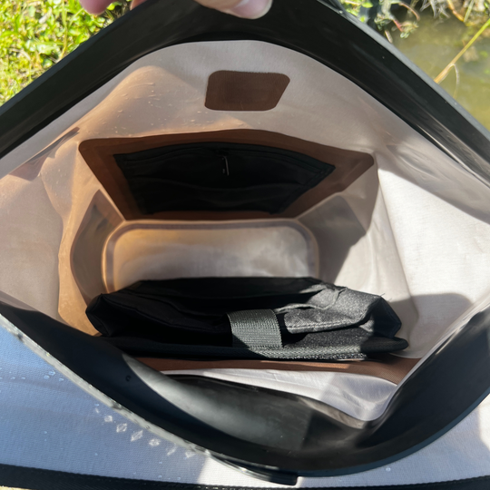 Dry Pocket waterproof, scent proof, and floating coyote brown backpack dry bag