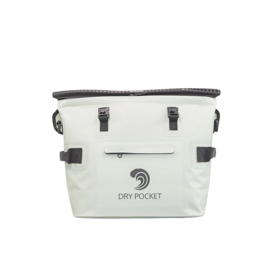 Dry Pocket desert sage magnetic auto-sealing, waterproof, scent proof, and floating 10 can tote cooler that can also act as a dry bag. 