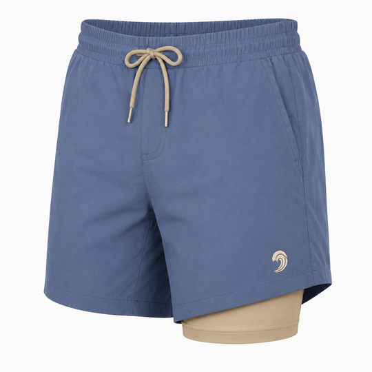 Dry Pocket navy blue waterproof shorts with a waterproof pocket 