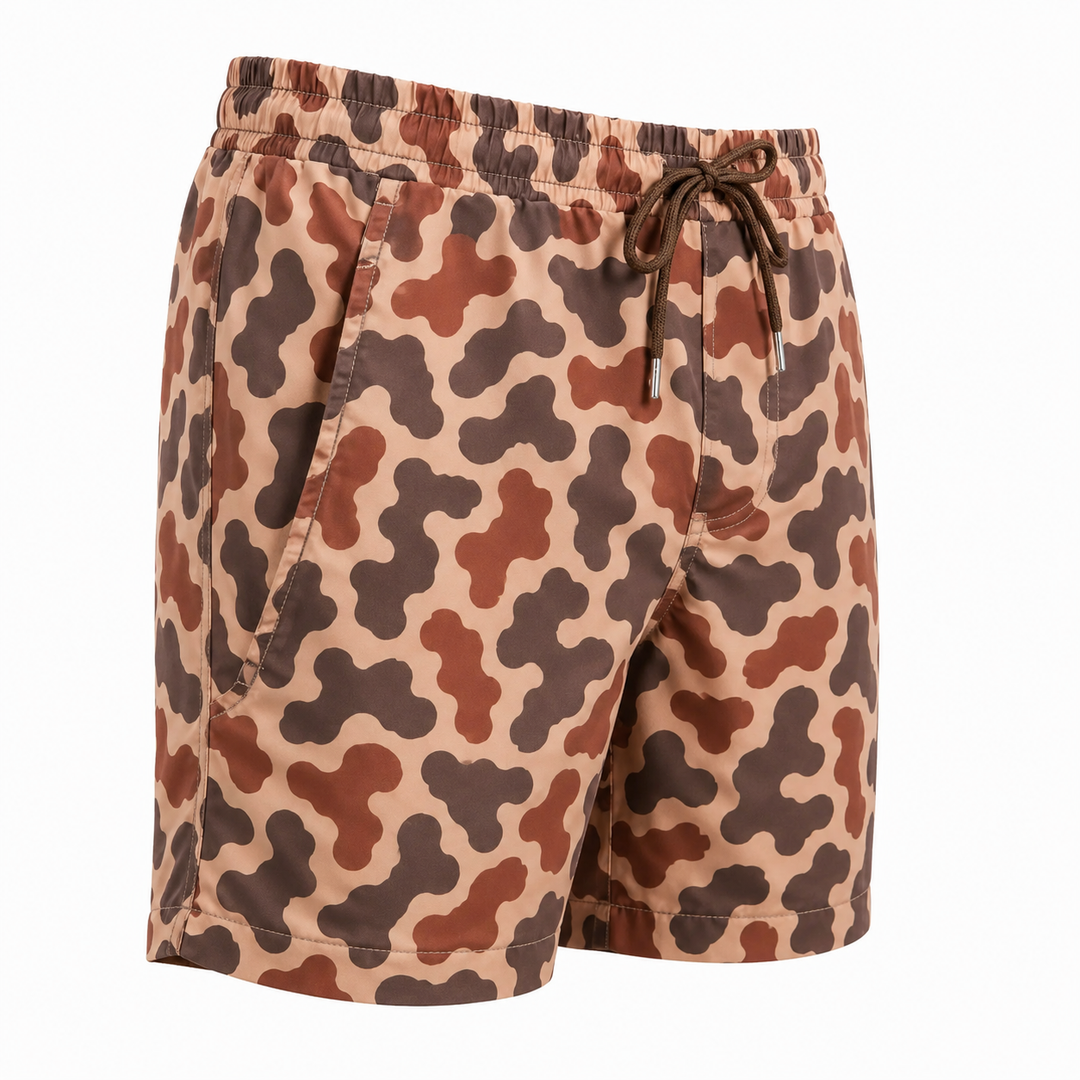 Dry Pocket camo waterproof shorts with a waterproof pocket 