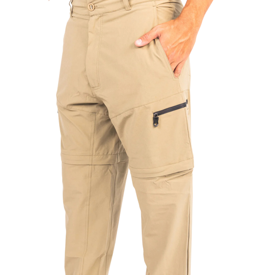 Dry Pocket khaki waterproof fishing pants with a waterproof pocket