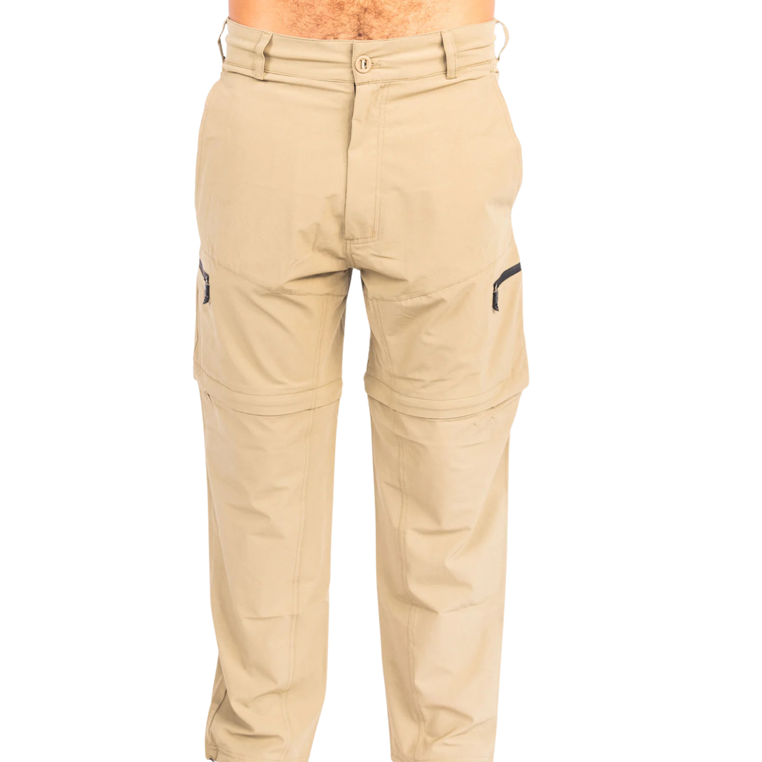 Dry Pocket khaki waterproof fishing pants with a waterproof pocket