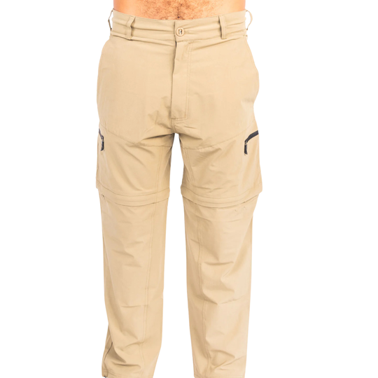 Dry Pocket khaki waterproof fishing pants with a waterproof pocket