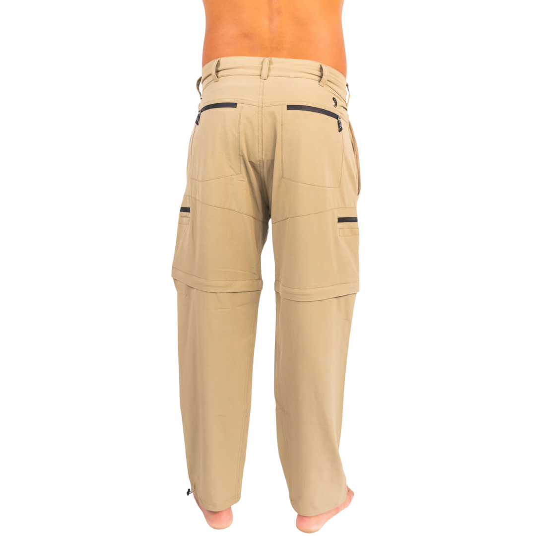 Dry Pocket khaki waterproof fishing pants with a waterproof pocket