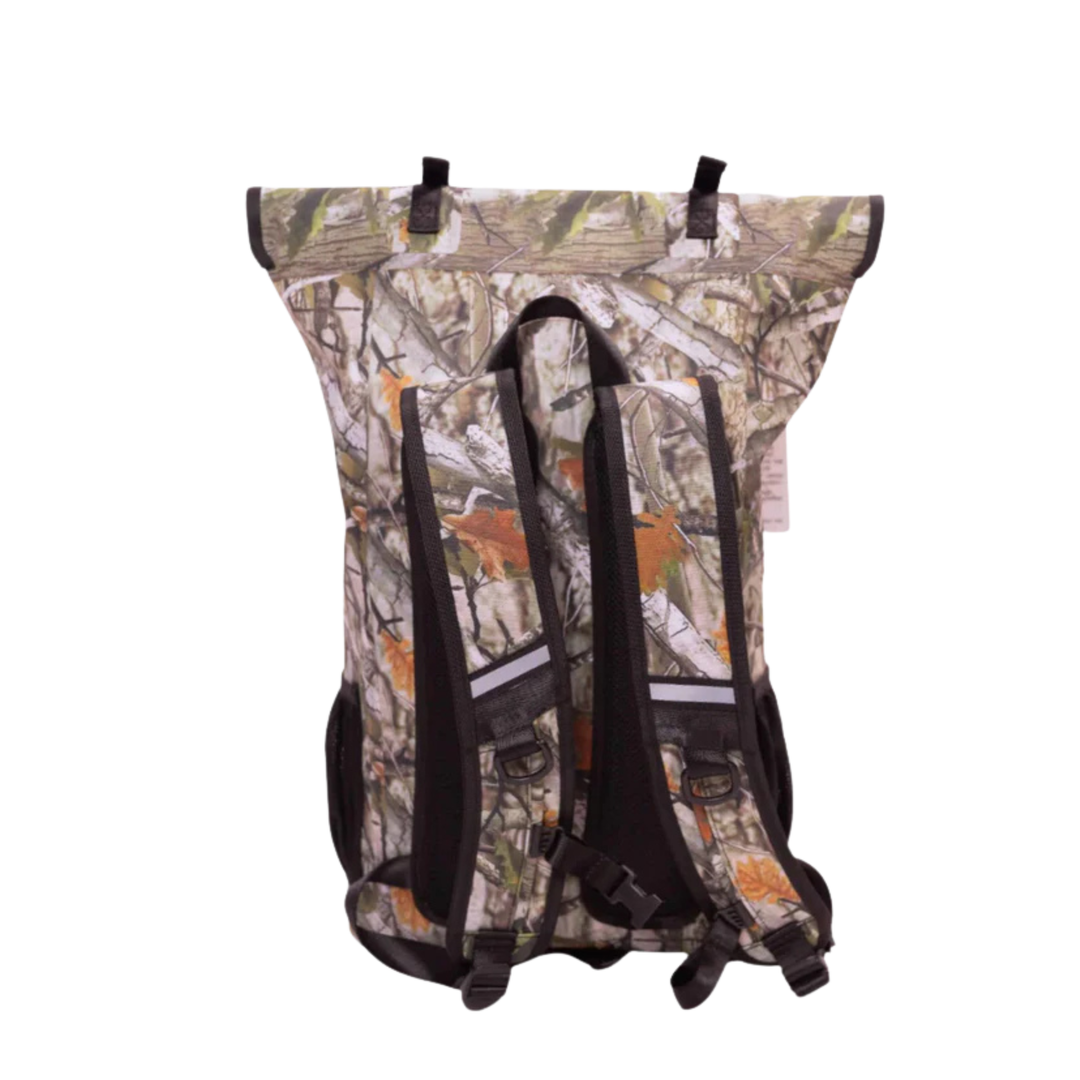 Dry Pocket waterproof, scent proof, and floating forest camo backpack dry bag