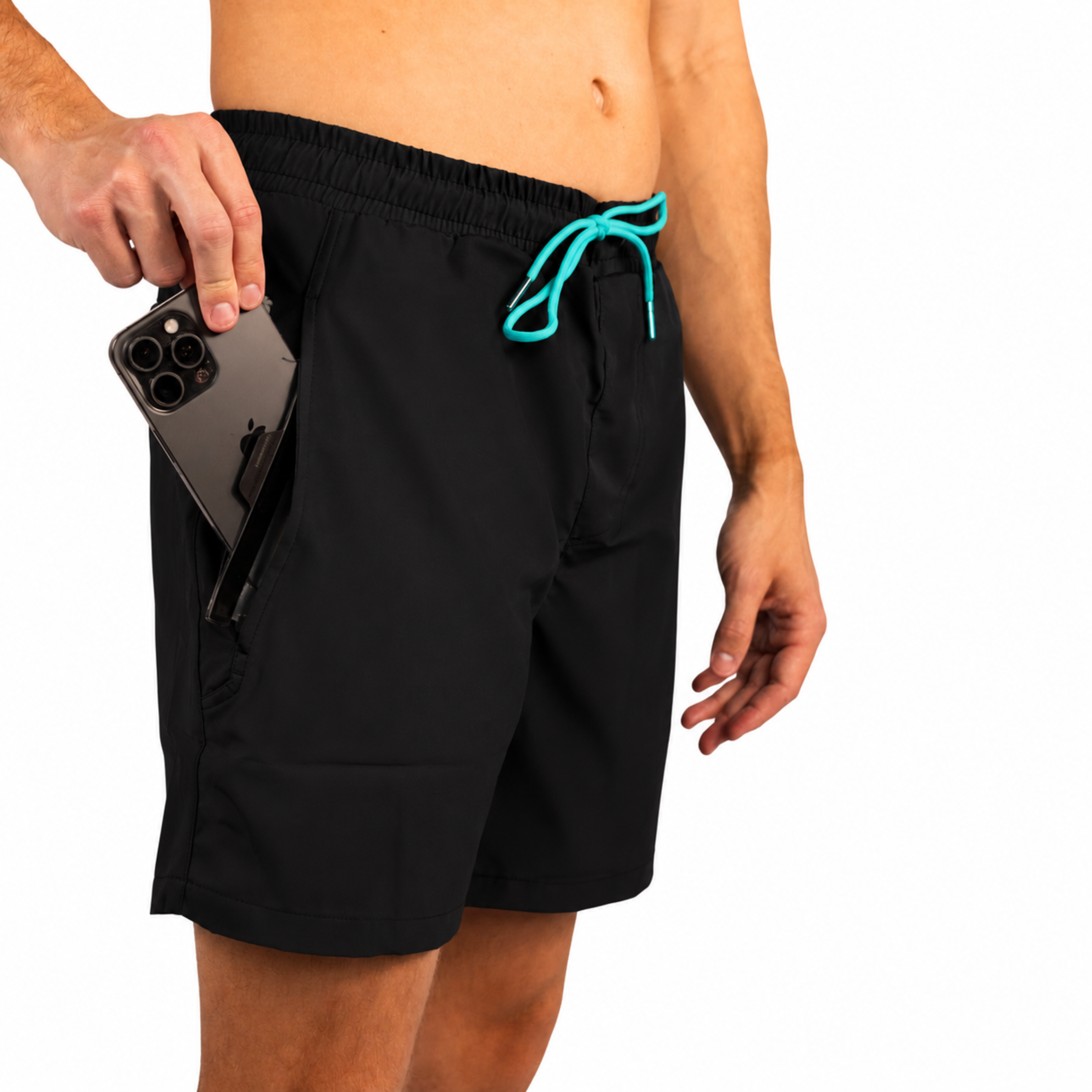 Dry Pocket black waterproof pocket swim shorts 