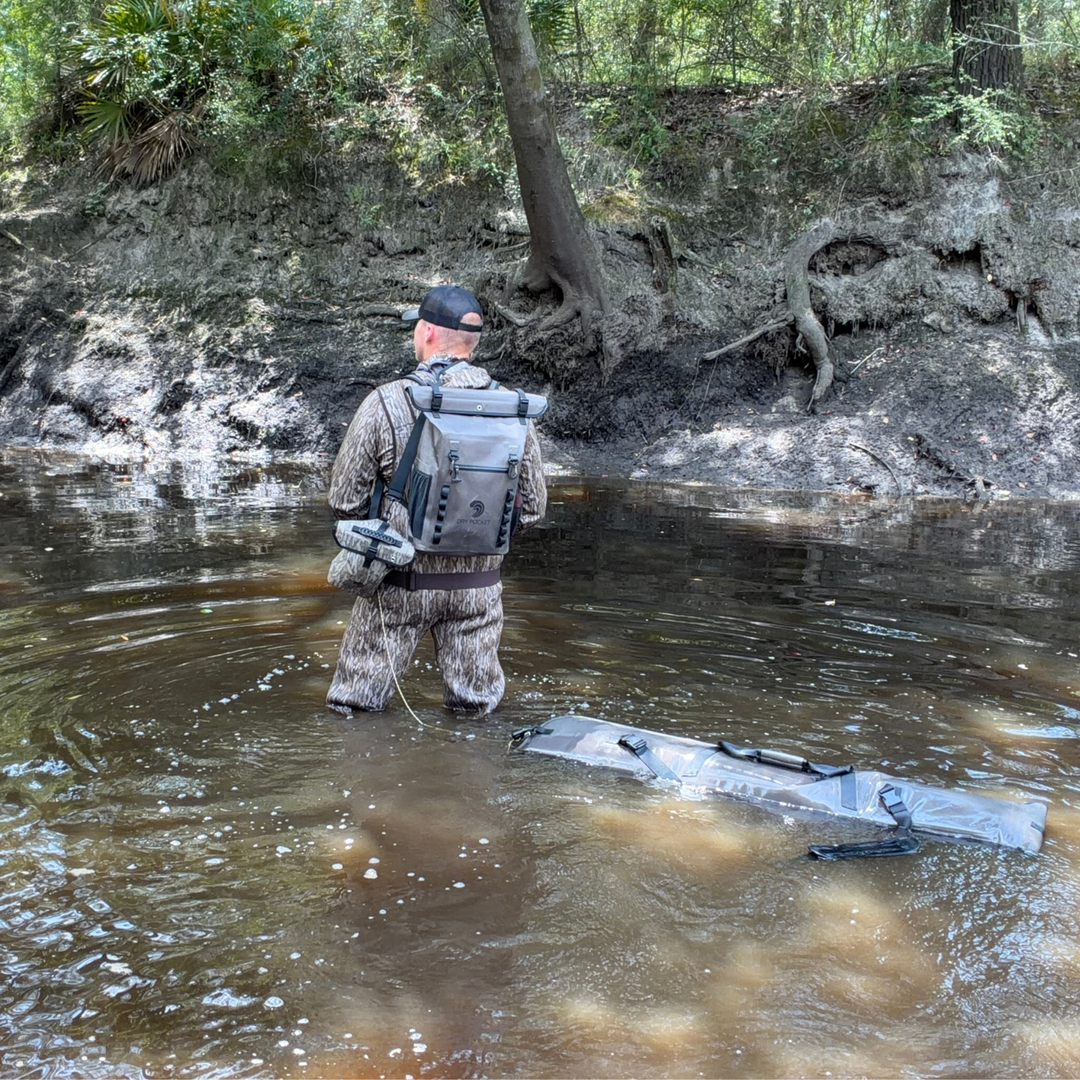 Dry Pocket olive night waterproof, scent proof, and floating shotgun bag