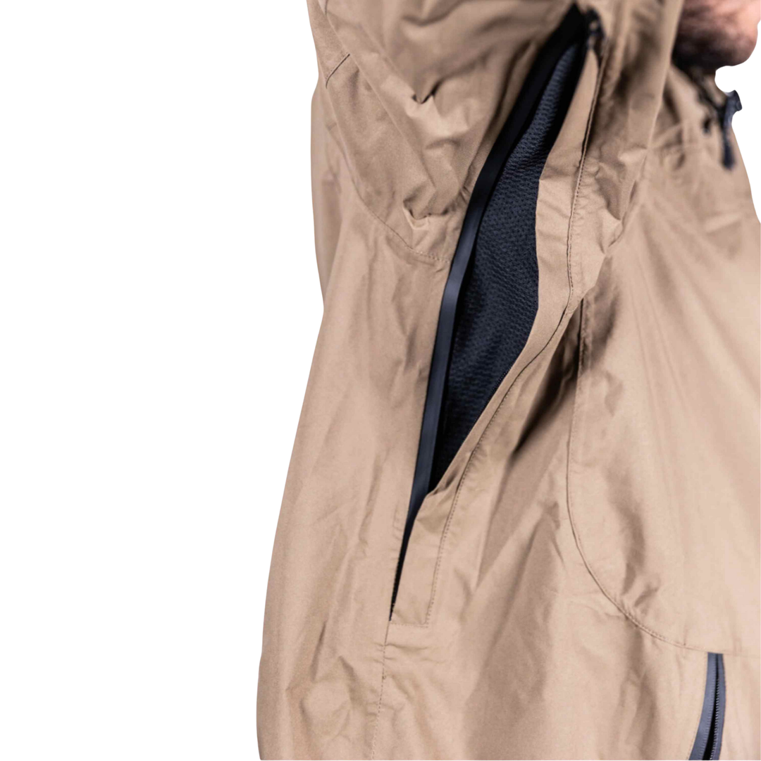 Dry Pocket brown waterproof light weight rain jacket with waterproof pockets 