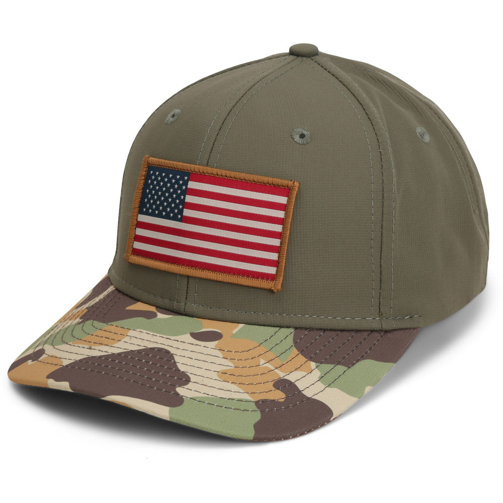 Paramount Outdoors American Flag Trucker Hat - Perforated Snapback Rope Cap With Stretch Closure