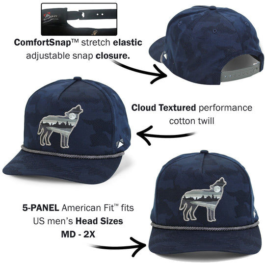 Wolf Howl Cloud Texture 5-Panel Rope Cap