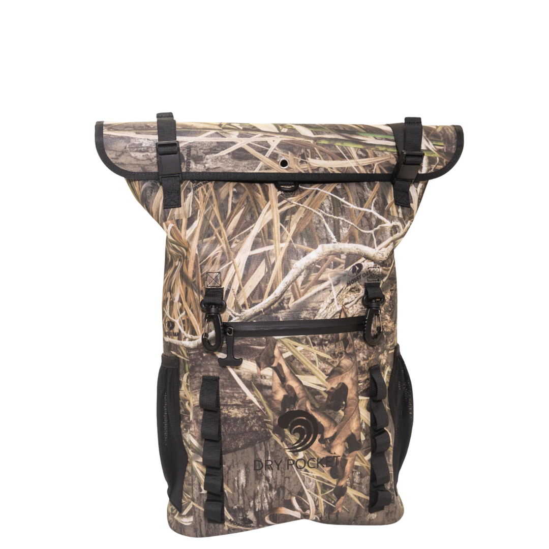 Dry Pocket waterproof, scent proof, and floating dry bag in Mossy Oak Shadow Grass Habitat camo. 
