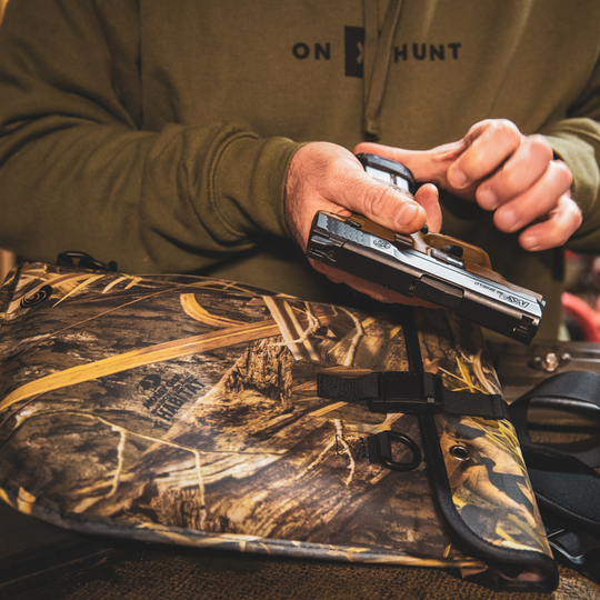 Dry Pocket camo waterproof, scent proof, and floating pistol bag