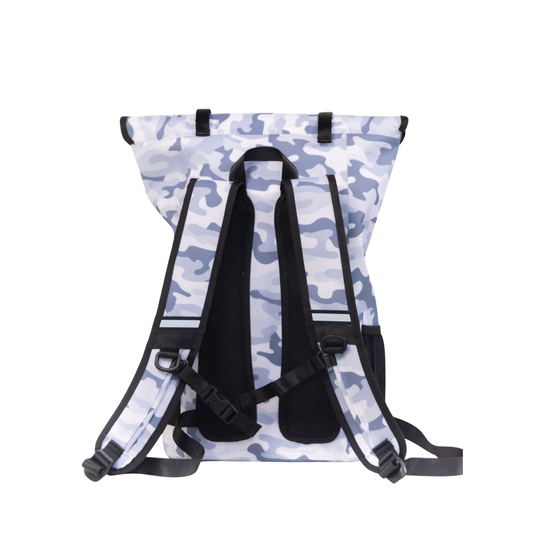 Dry Pocket waterproof, scent proof, and floating snow camo backpack dry bag