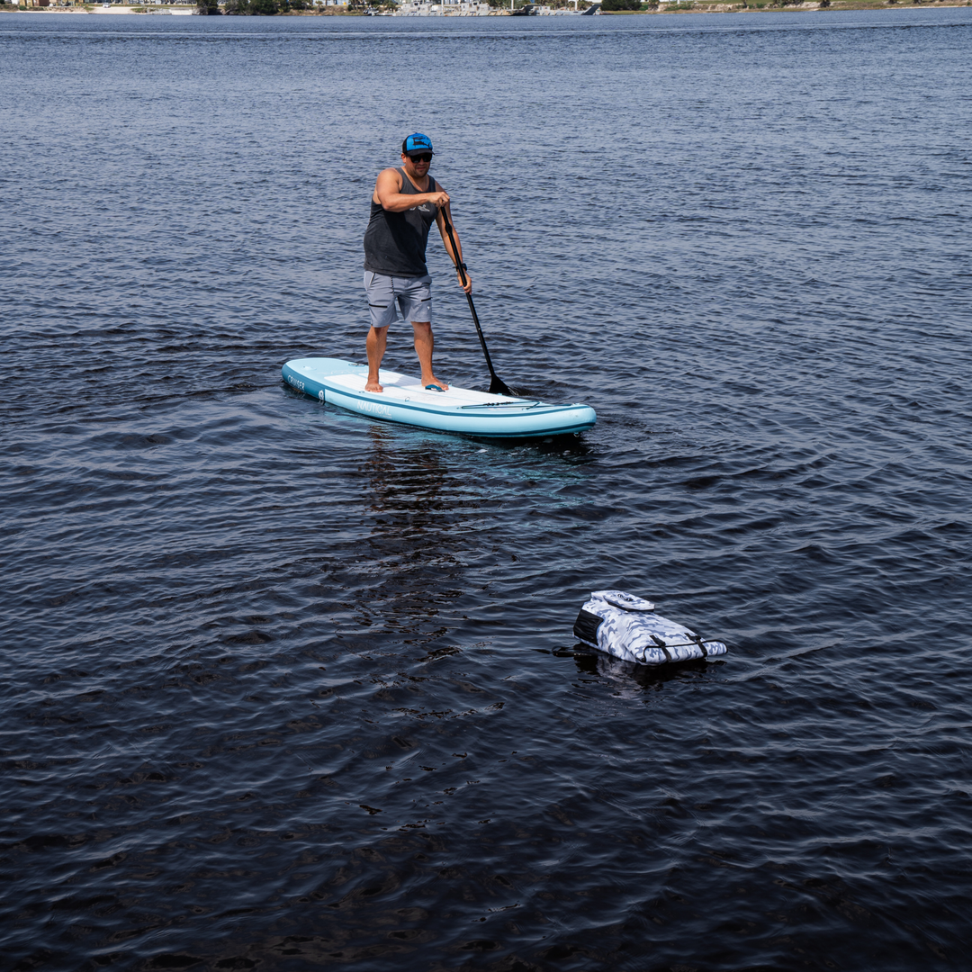Dry Pocket waterproof, scent proof, and floating snow camo backpack dry bag