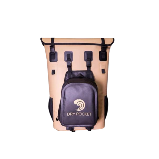 Dry Pocket magnetic auto-sealing, waterproof, scent proof, and floating backpack cooler that comes with a removable dry bag.