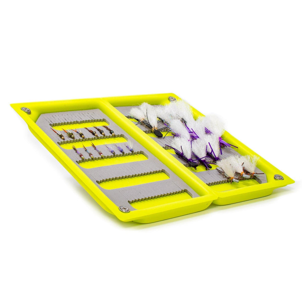 JHFLYCO Loaded Foam Fly Box – Hopper Dropper Assortment – Includes 50m 4X Fluoroflex Tippet