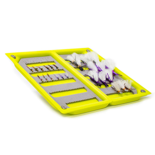 JHFLYCO Loaded Foam Fly Box – Hopper Dropper Assortment – Includes 50m 4X Fluoroflex Tippet